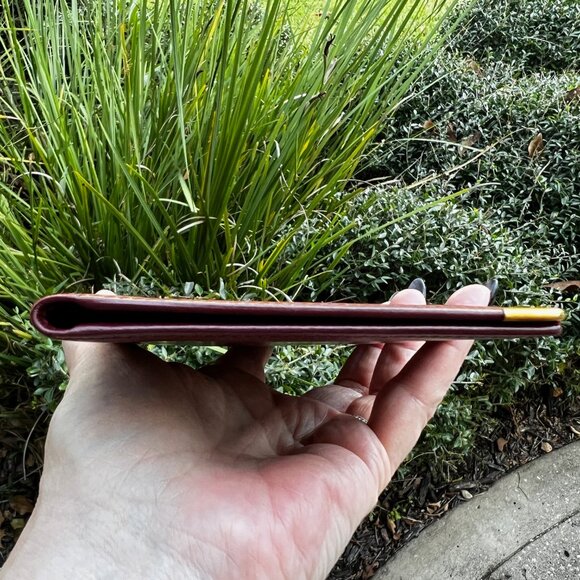 Cartier Les Must Bordeaux Leather Passport Wallet Embossed Logo, Gold Corners - Picture 3 of 11